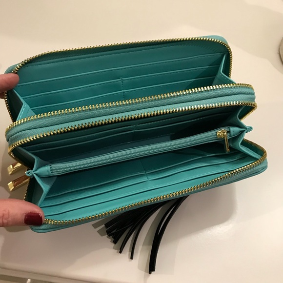 Turquoise Black & Gold Wallet - Wristlet NWOT 8x4 - Picture 4 of 8